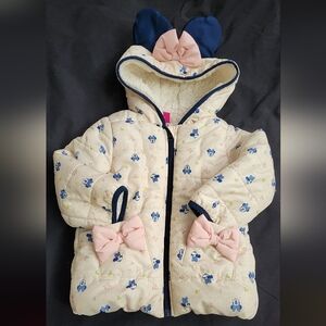 Junior Disney Minnie Hooded Coat with Ears and Bows Girls 3T White Blue Pink
